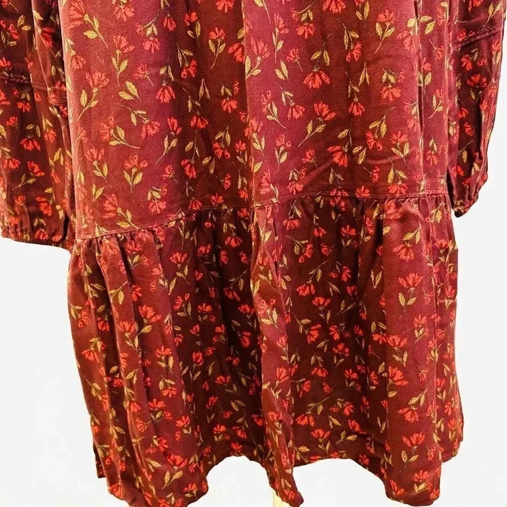 NWT SONOMA Women Long Sleeve Pullover Knee Length Loose Fit Floral Dress Size 2X - Picture 3 of 13